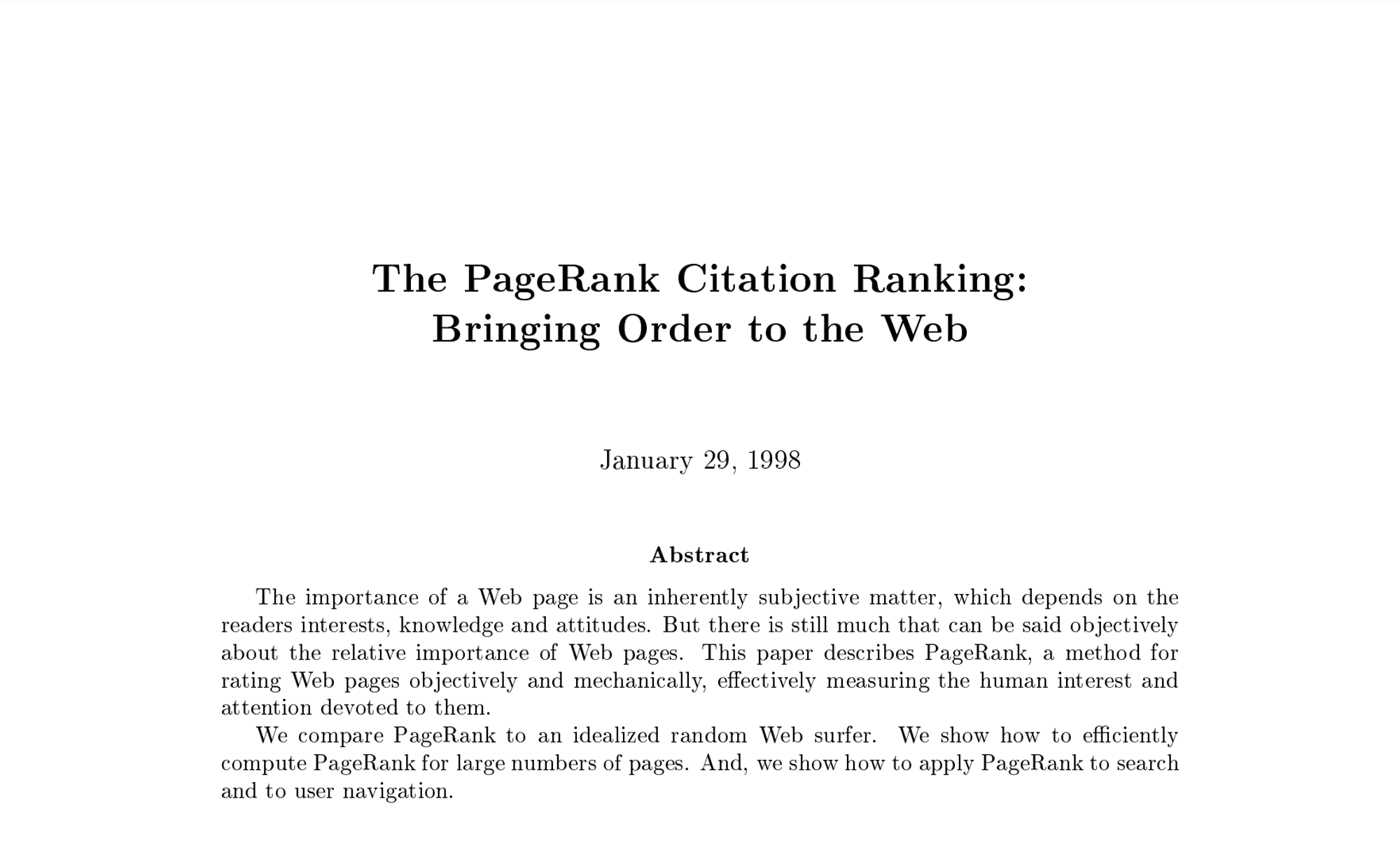 [paper review] The PageRank Citation Ranking: Bringing Order to the Web